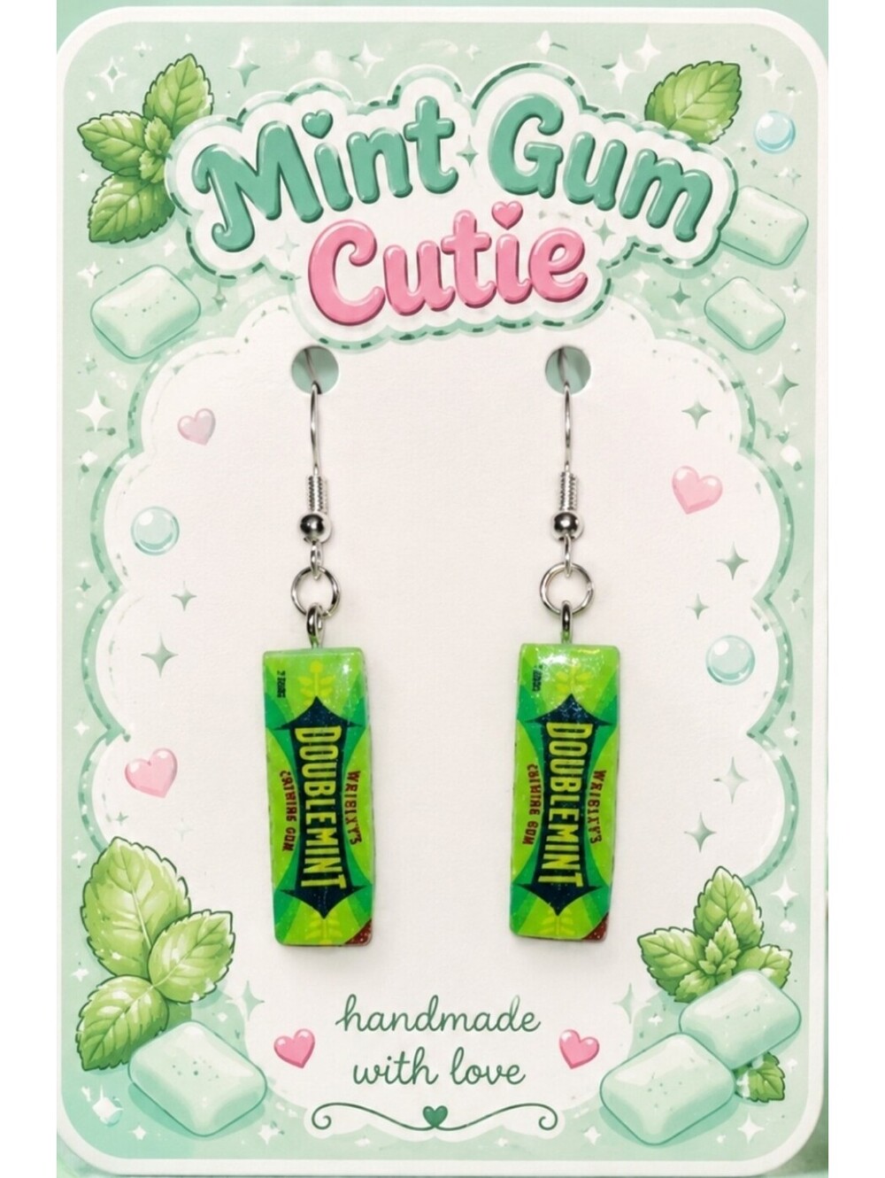 Fun Retro Jewelry Wrigleys Doublemint Gum Foodie Hypoallergenic Earrings